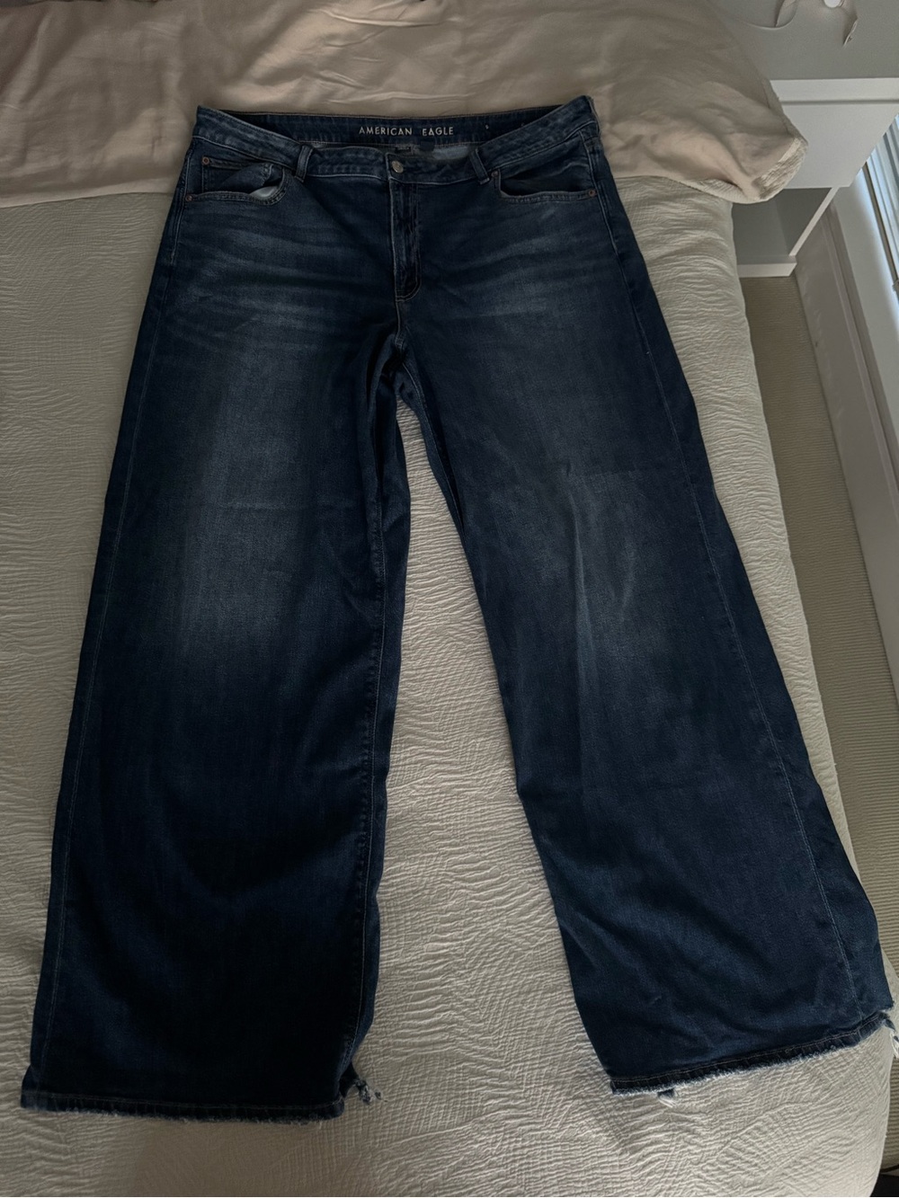American Eagle Outfitters Women’s Dark Blue Straight Leg Baggy Jeans